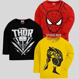KUCHIPOO Boys Pack of 3 Spider-Man Printed T-shirt-37
