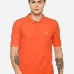 Dollar Men Orange Polo Collar T-shirt-image-81