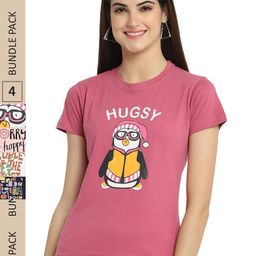 Fabflee Pack Of 4 Graphic Printed Cotton T-shirt-image-106