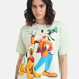 Kazo Pluto Goofy Printed Drop-Shoulder Sleeves Disney T-shirt-image-64