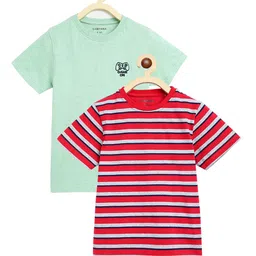 Campana Boys Red & Green Striped T-shirt Pack Of 2-image-46