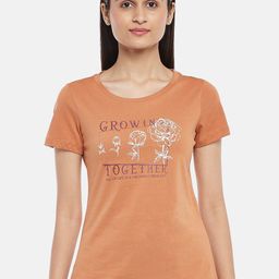 Honey by Pantaloons Women Brown & antique brass Typography Printed T-shirt-picture-49