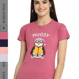 Fabflee Pack of 4 Printed Cotton T-shirts-image-78