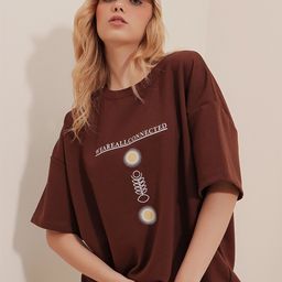 Trend Alacati stili Typography Round Neck Pure Cotton T-shirt-image-36
