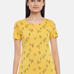 Honey by Pantaloons Women Mustard Yellow & buff yellow Printed T-shirt-picture-47