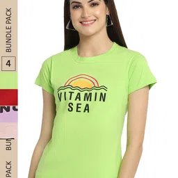 Fabflee Pack Of 4 Printed Cotton T-shirts-image-75