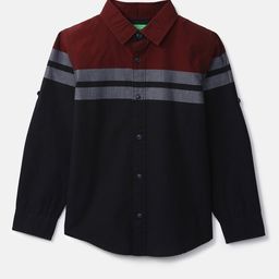 United Colors of Benetton Boys Red Horizontal Striped Cotton Casual Shirt-image-91