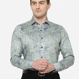 JB STUDIO Men Slim Fit Printed Pure Cotton Formal Shirt-image-1