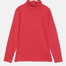 SEIYON Girls High Neck Long Sleeves Regular Fit Pure Cotton T-shirt-image-59