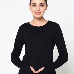 SHARKTRIBE Women Black Monochrome Slim Fit Cotton T-shirt-picture-39
