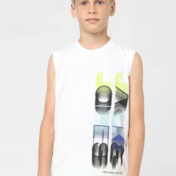 Jack & Jones Junior Boys Typography Printed Round Neck Sleeveless Cotton T-shirt-image-74