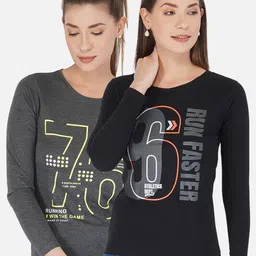 appulse Women Grey & Black Typography Pack of 2 Printed T-shirt-picture-18