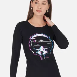 appulse Women Black & White Printed T-shirt-image-81
