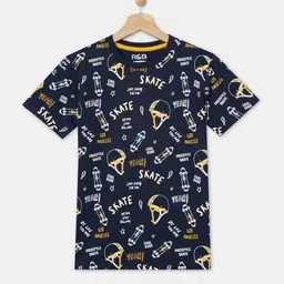 R&B Boys Blue Typography Printed T-shirt-image-75