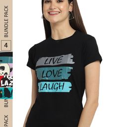 Fabflee Pack of 4 Graphic Printed Round Neck Cotton T-shirt-image-105