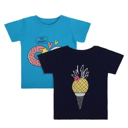 Bodycare Kids Girls Pack of 2 Blue & Navy Blue Printed T-shirt-18