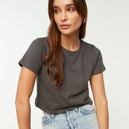 Trendyol Women Charcoal Crop T-shirt-image-13