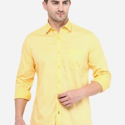 Greenfibre Men Yellow Cotton Slim Fit Casual Shirt-image-97