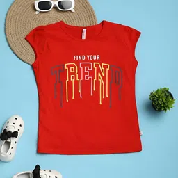 V-Mart Girls Typography Printed Regular Fit T-shirt-picture-46