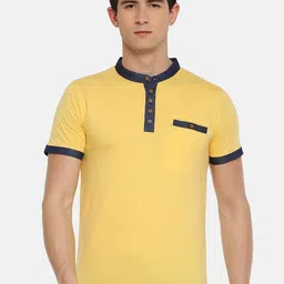 Dollar Men Yellow Henley Neck T-shirt-image-83