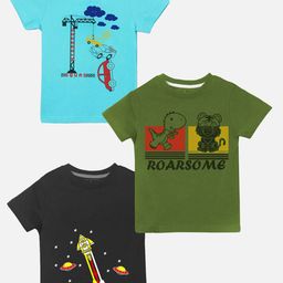 Naughty Ninos Boys Pack of 3 Printed T-shirts-image-10