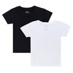DYCA Girls Set Of 2 Black & White Solid Cotton T-shirt-image-66