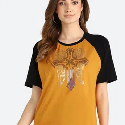 shashvi Women Mustard Yellow Printed T-shirt-picture-24