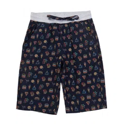Gini and Jony Boys Navy Blue Cotton Printed Shorts-52
