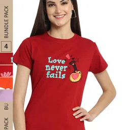 Fabflee Pack Of 4 Graphic Printed Cotton T-shirt-picture-40