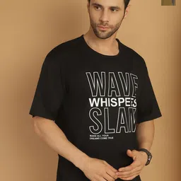 VIMAL JONNEY Pack Of 2 Typography Printed Round Neck Cotton Oversized T-shirt-image-86