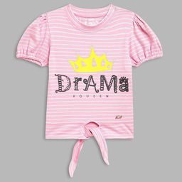 Blue Giraffe Girls Pink Printed Extended Sleeves Applique T-shirt-image-22