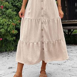 StyleCast Beige Tiered Midi Skirt-49