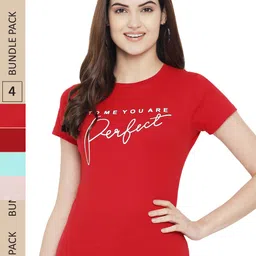 Fabflee Pack Of 4 Typography Printed Cotton T-Shirt-picture-1