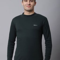 Rodamo Men Green Cotton Solid Slim Fit T-shirt-image-13