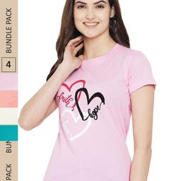 Fabflee Pack of 4 Graphic Printed Round Neck Cotton T-shirt-image-73
