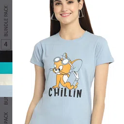 Fabflee Pack Of 4 Printed Cotton T-shirts-image-21