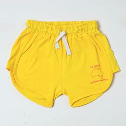 Nuberry Girls Yellow Cotton Typography Printed Low-Rise Shorts-picture-35