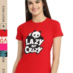 Fabflee Pack Of 4 Typography Printed Cotton T-Shirt-picture-18