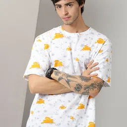 Rodzen Abstract Printed Pure Cotton T-shirt-image-44