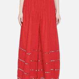 Moda Rapido Mirror Work-Detailing Flared Maxi Skirt-image-68