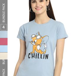 Fabflee Pack of 4 Graphic Printed Round Neck Cotton T-shirt-image-39
