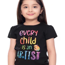 Tiny Baby Girls Black Typography Printed T-shirt-image-37