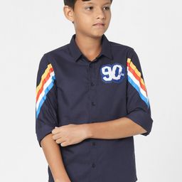 Jack & Jones Junior Boys Navy Blue Solid Casual Shirt-image-37