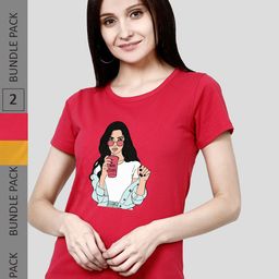 CHOZI Pack Of 2 Printed Graphic Printed Cotton T-shirt-picture-44
