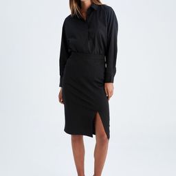 DeFacto Women Black Solid Formal Pencil Skirts-image-77
