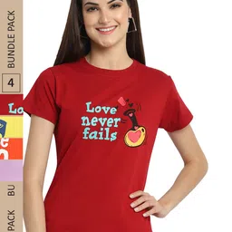 Fabflee Pack Of 4 Printed Cotton T-shirts-picture-48