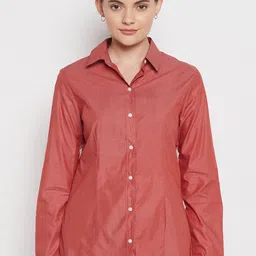 Crozo By Cantabil Women Rust Formal Shirt-image-18