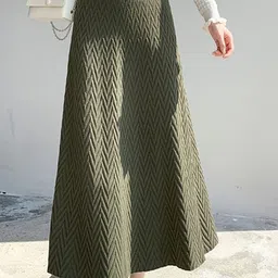 LULU & SKY Self Design Knitted Midi Skirt-19