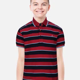 Gini and Jony Boys Striped Polo Collar Pure Cotton T-shirt-image-90