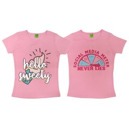 Clothe Funn Girls Pack Of 2 Typography Printed Cotton T-shirt-image-95